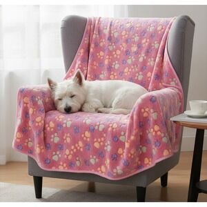 Warm & Soft Fluffy Fleece Flannel Pet Cat Dog PINK Blanket Mat 30"x 21" SM - MED